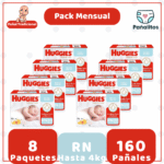 Pack Mensual Pañal Huggies Natural Care Recién Nacido 160 UN