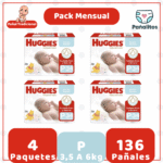 Pack Mensual Pañal Huggies Natural Care P 136 UN