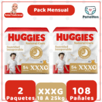 Pack Mensual Pañal Huggies Natural Care XXXG 108