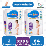 Pack Mensual Pañal Emubaby Premium XXXG 84 Un