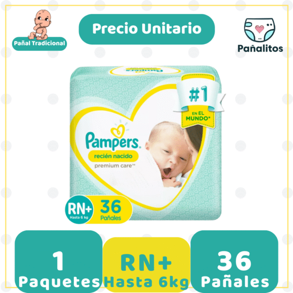 Pañal Pampers Premium Care Recién Nacido - Unidad
