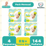 Pack Mensual Pañal Pampers Premium Care Recién Nacido