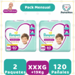 Pack Mensual Pañal Pampers Premium Care XXXG 120