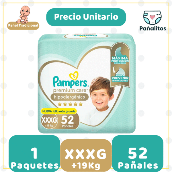 Pañal Pampers Premium Care XXXG 52 - Unidad