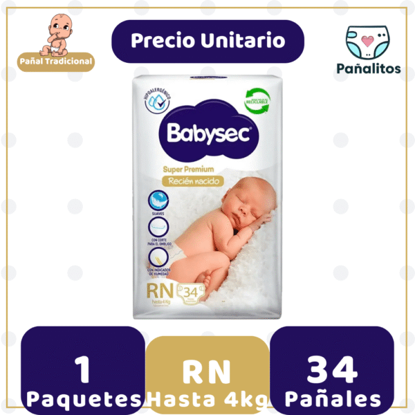 Pañal Babysec Super Premium Recién Nacido - Unidad