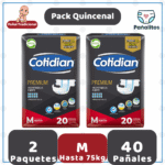 Pack 2 Pañales Adulto Cotidian - 80 Unidades
